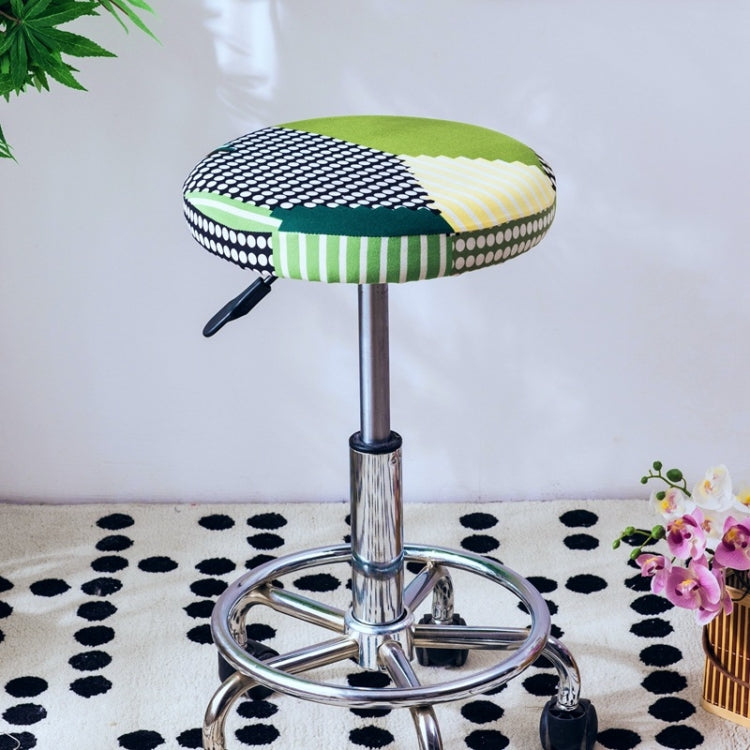 Elastic Printing Round Stool Sleeve Round Stool Chair Cover Bar Stool Cover, Size: Diameter 30-34cm Available(Dark Blue Line)