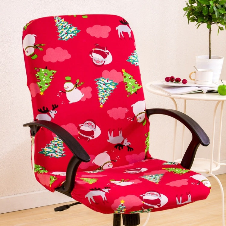Stretch Chair Cover Office Armrest Lift Computer Chair Seat Cover, Size: S(Happy Christmas Red)