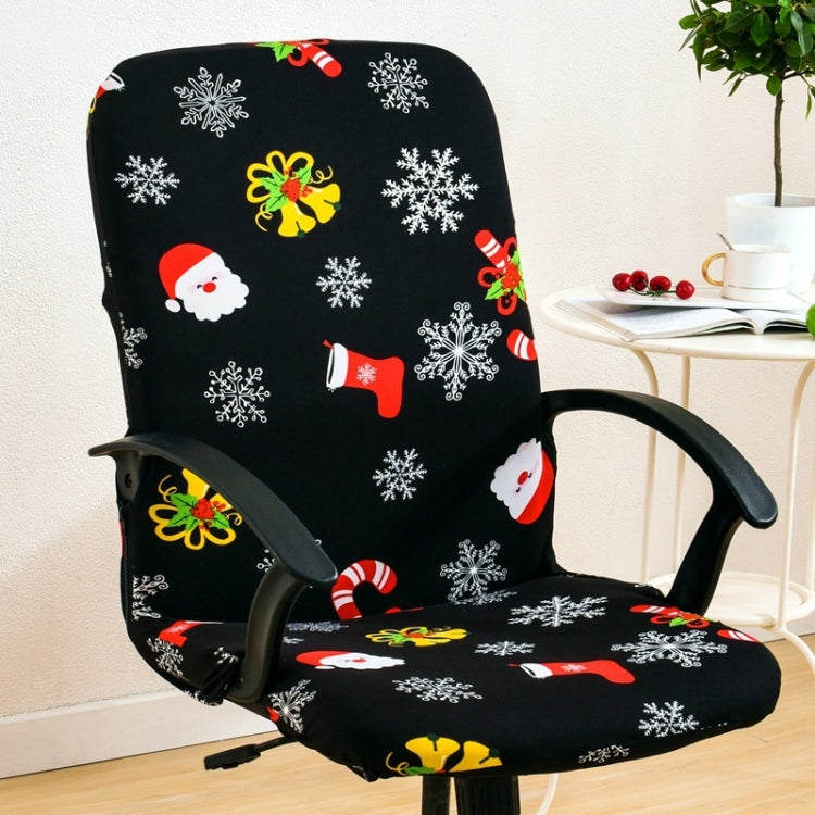 Stretch Chair Cover Office Armrest Lift Computer Chair Seat Cover, Size: M(Happy Christmas Green)
