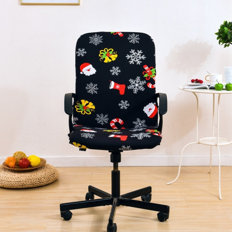 Stretch Chair Cover Office Armrest Lift Computer Chair Seat Cover, Size: M(Happy Christmas Green)