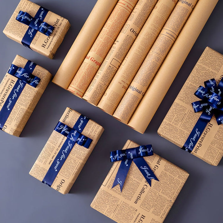 10pcs Retro Cowhide English Newspaper Gift Flower Packaging Material(Random Style Delivery)