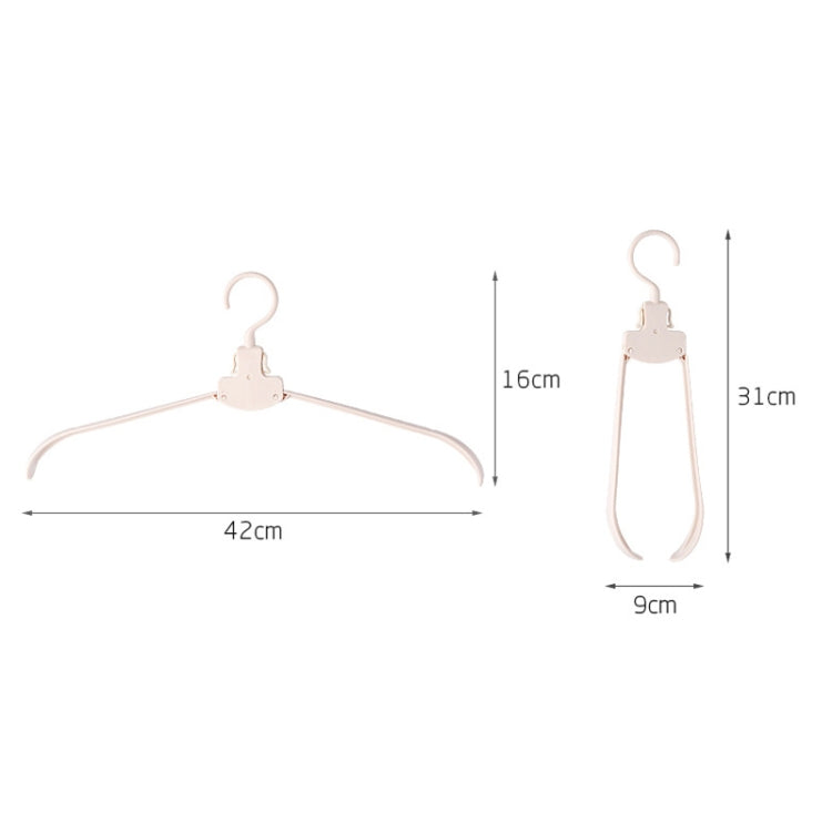 Plastic Travel Folding Hanger Portable Clothes Wide Shoulder Traceless Drying Rack(Apricot)
