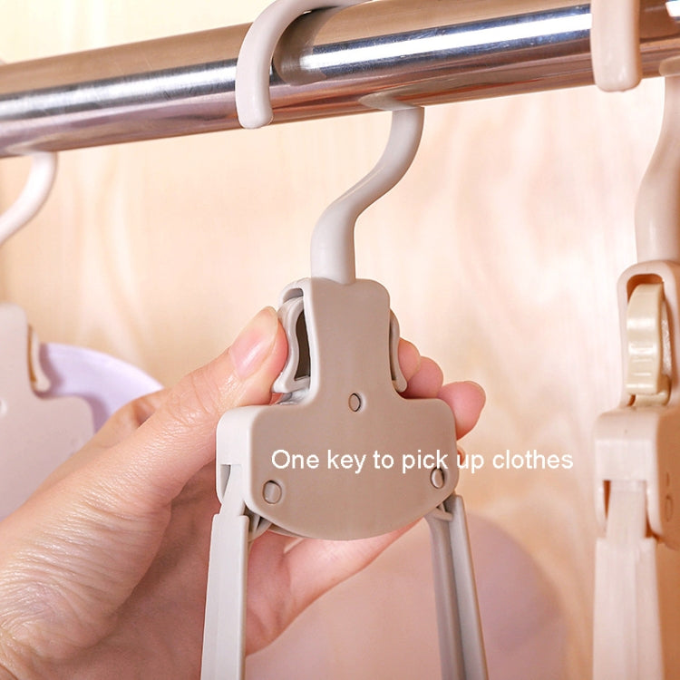 Plastic Travel Folding Hanger Portable Clothes Wide Shoulder Traceless Drying Rack(Apricot)