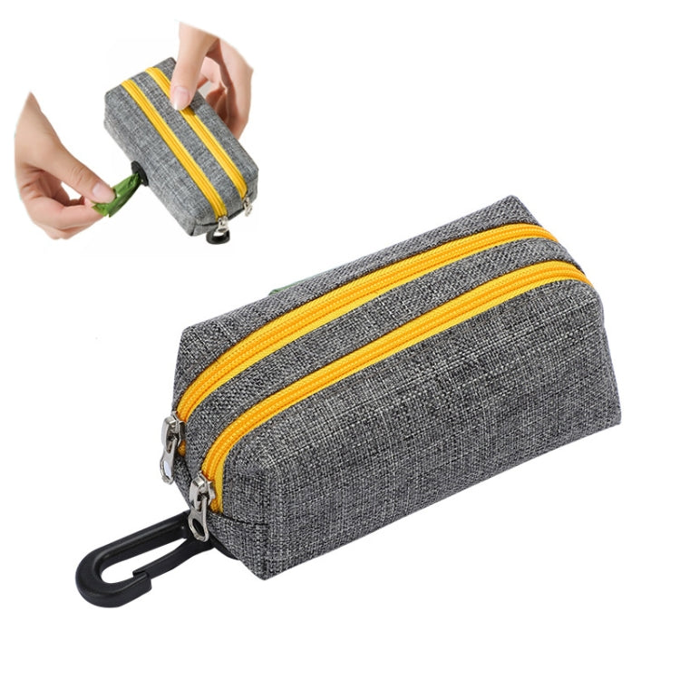 Outdoor Pet Waste Bag Dog Poop Collection Bag(Gray Yellow Dual Zipper)