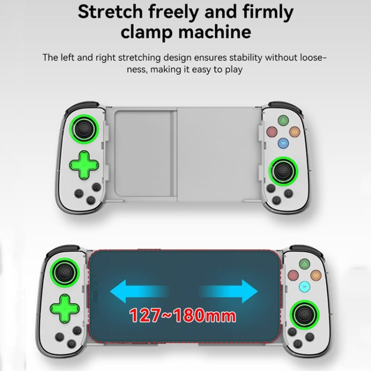 D7 BT5.0 Retractable Gamepad With Light For PC / Android / IPhone /Win7 10 11/Mac OS/Switch(White)