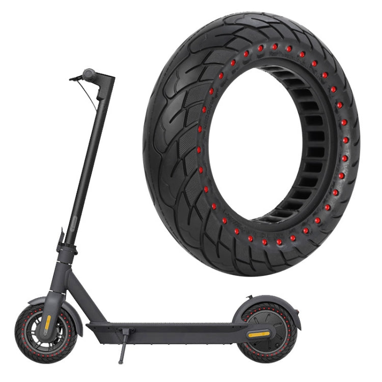 For Ninebot MAX G30 Electric Scooter 10x2.5 Inflatable Honeycomb Solid Run-flat Tire(44mm Slot Red)