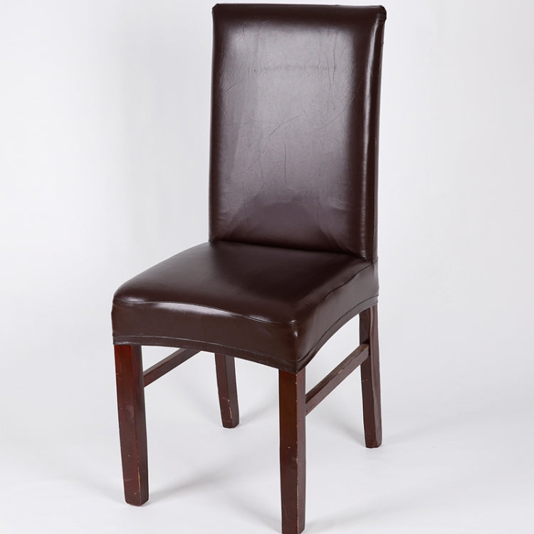 Household Elastic Siamese Chair Cover Waterproof PU Leather Hotel Seat Stool Sleeves(Coffee)