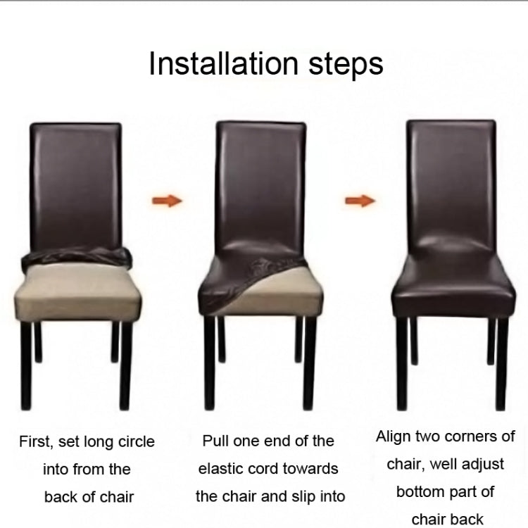 Household Elastic Siamese Chair Cover Waterproof PU Leather Hotel Seat Stool Sleeves(Coffee)