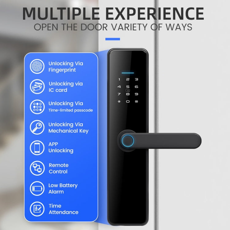 C91 Tuya Smart WiFi Password Fingerprint Electronic Door Lock(Black)