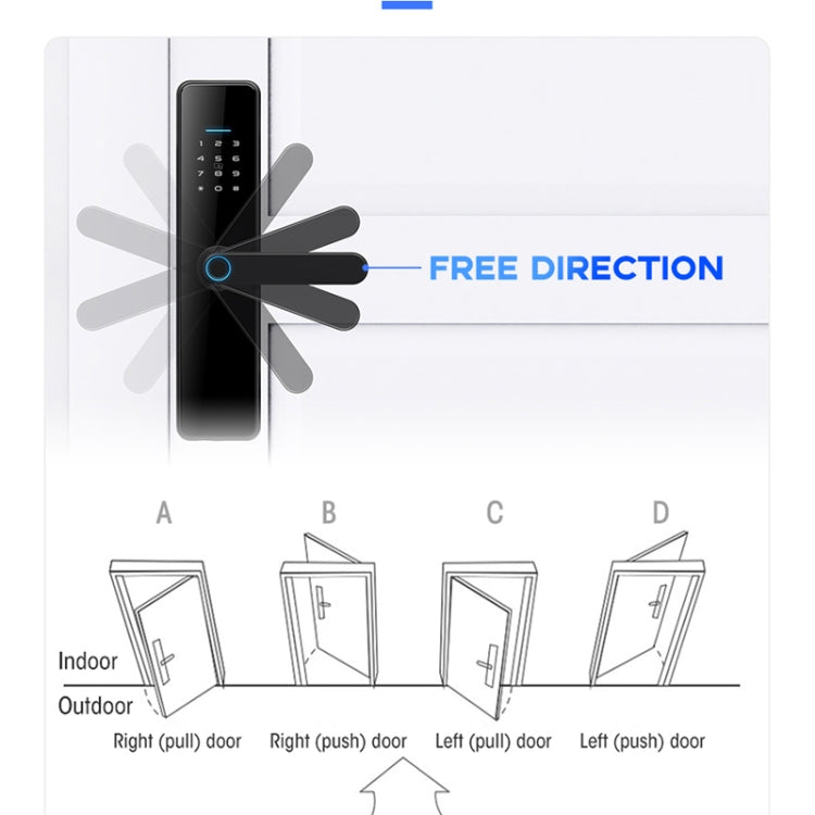 C91 Tuya Smart WiFi Password Fingerprint Electronic Door Lock(Black)