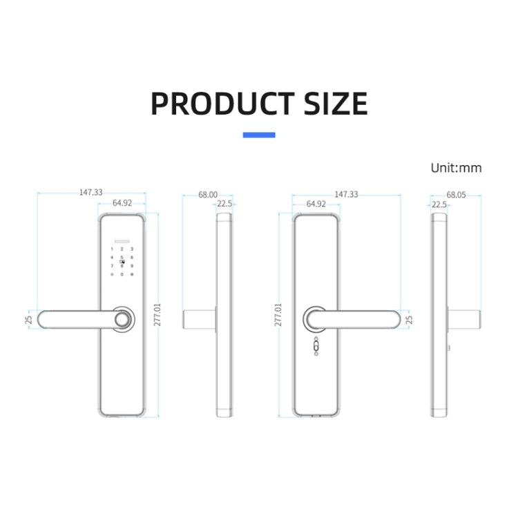 C91 Tuya Smart WiFi Password Fingerprint Electronic Door Lock(Black)