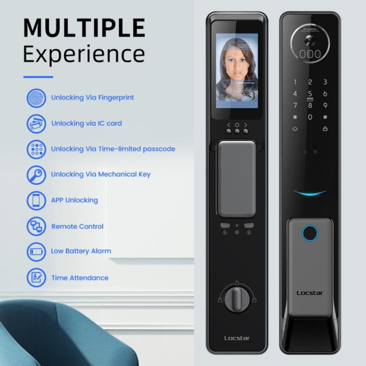 S61 Fully Automatic 3D Face Recognition Tuya Wifi Smart Fingerprint Lock Anti-theft Password Lock(Space Gray)