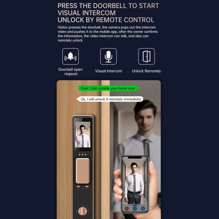 S61 Fully Automatic 3D Face Recognition Tuya Wifi Smart Fingerprint Lock Anti-theft Password Lock(Space Gray)