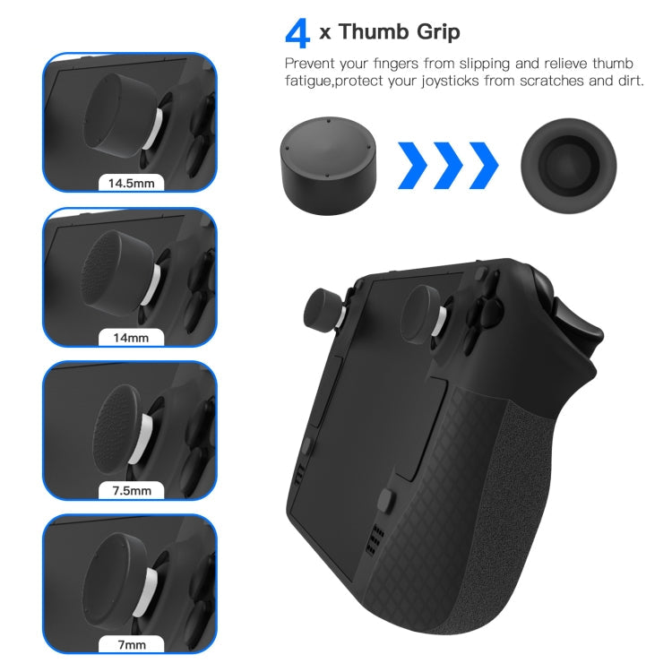 JYS JYS-SD011 For Steam Deck 7pcs/set Host Silicone Case With Joystick Cap+Touch Board Sticker Set(Blue)