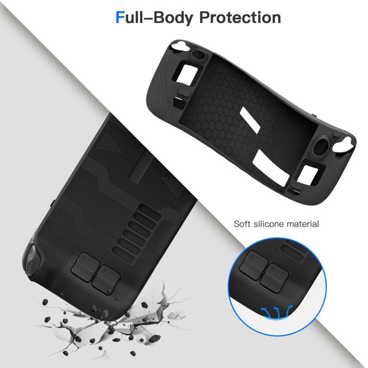 JYS JYS-SD011 For Steam Deck 7pcs/set Host Silicone Case With Joystick Cap+Touch Board Sticker Set(Blue)