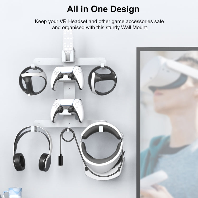 JYS JYS-P5158 For PS5 VR2 Wall Storage Bracket Helmet/Headset/Handle/Remote Control Wall Storage Storage Shelf(White)