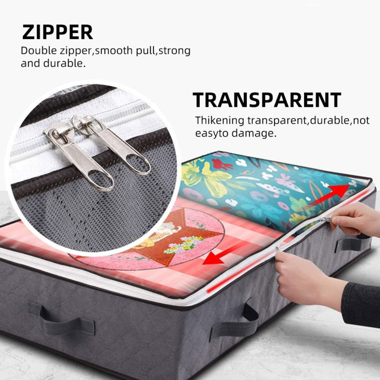 Non-Woven Fabric Foldable Underbed Storage Bag For Clothes Blankets And Shoes 100x50x15cm(4 Handles Deep Gray)