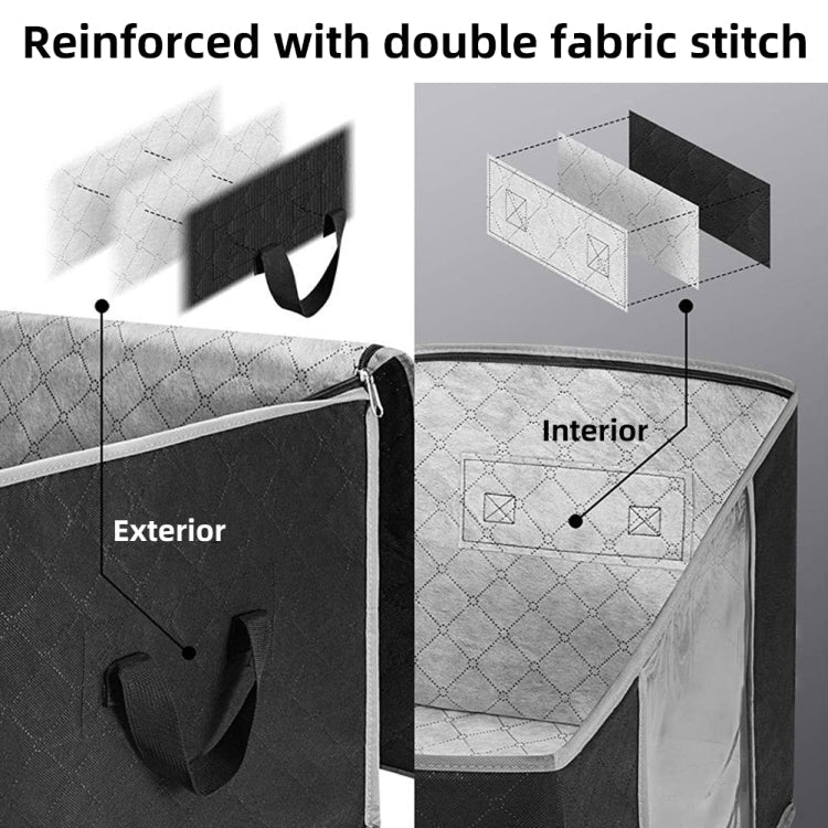 Non-Woven Fabric Foldable Underbed Storage Bag For Clothes Blankets And Shoes 100x50x15cm(4 Handles Deep Gray)