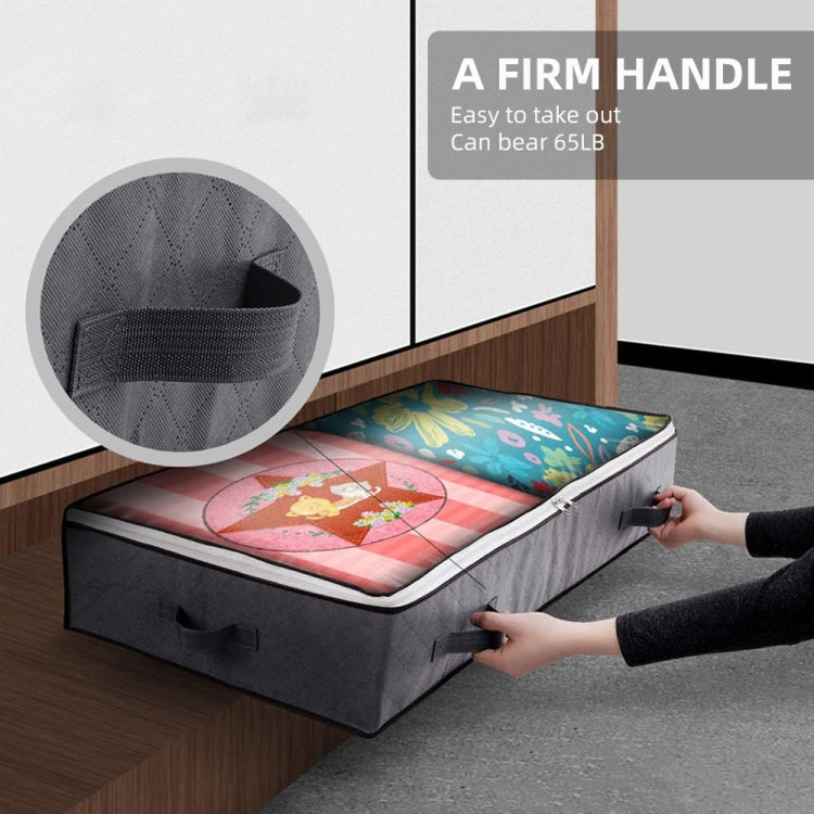 Non-Woven Fabric Foldable Underbed Storage Bag For Clothes Blankets And Shoes 100x50x15cm(4 Handles Deep Gray)