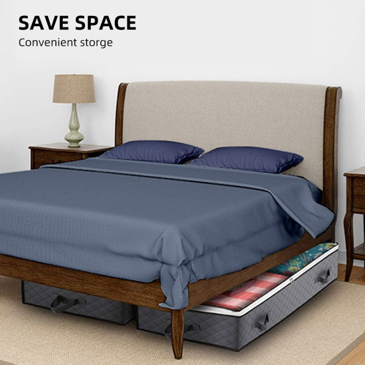 Non-Woven Fabric Foldable Underbed Storage Bag For Clothes Blankets And Shoes 100x50x15cm(4 Handles Deep Gray)
