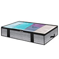 Non-Woven Fabric Foldable Underbed Storage Bag for Clothes Blankets 100x50x18cm(Printing Gray)