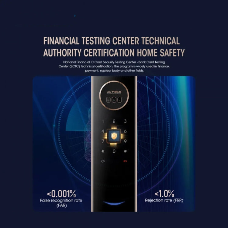 T100A  3D Face Recognition Fingerprint Code Card Digital Door Lock(Space Gray)