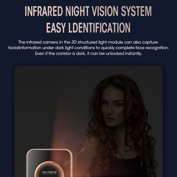T100A  3D Face Recognition Fingerprint Code Card Digital Door Lock(Space Gray)