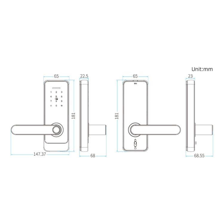 C89 Smart Fingerprint Password Lock Home Indoor Door TUYA System Lock(Silver)