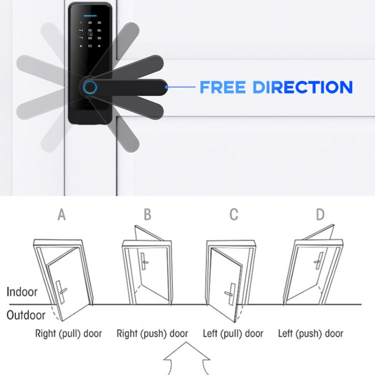 C89 Smart Fingerprint Password Lock Home Indoor Door TUYA System Lock(Black)