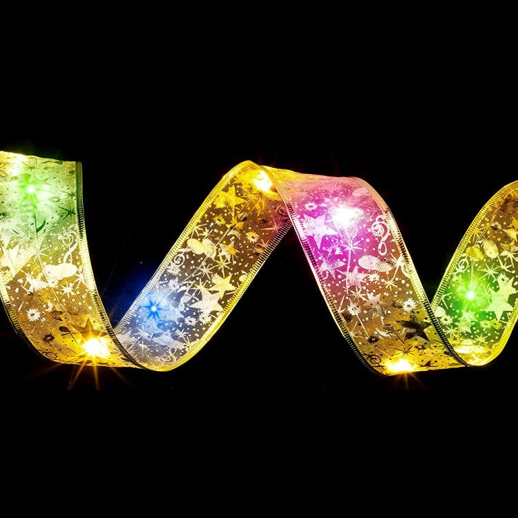 5m 50LEDs LED Christmas Tree Decoration Bronzing Ribbon Lights(Gold-Colorful)