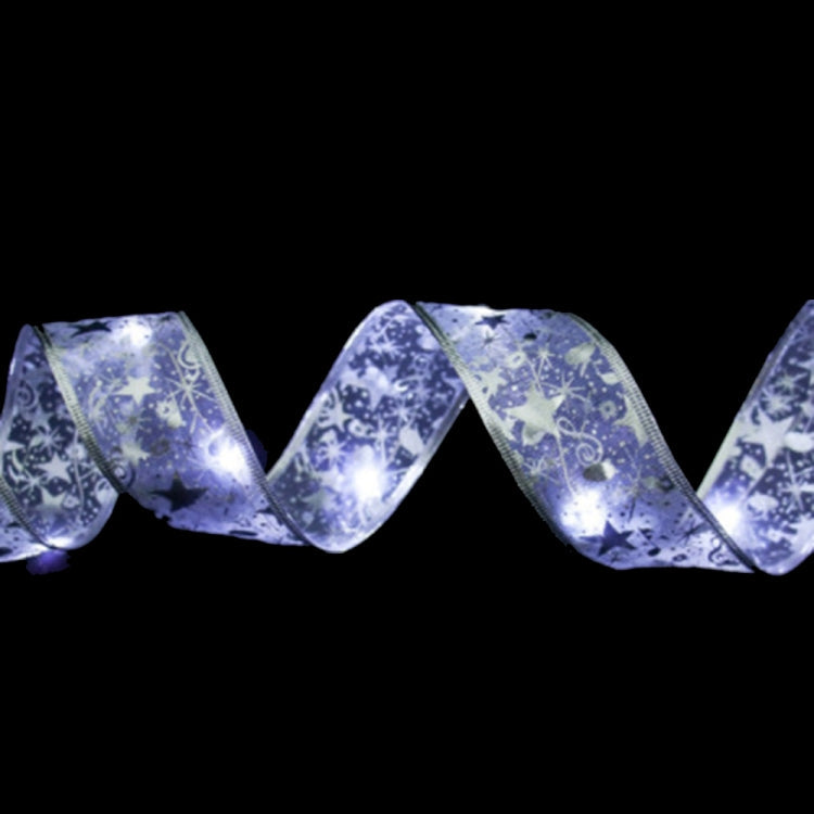 5m 50LEDs-USB LED Christmas Tree Decoration Bronzing Ribbon Lights(Silver-White Light)