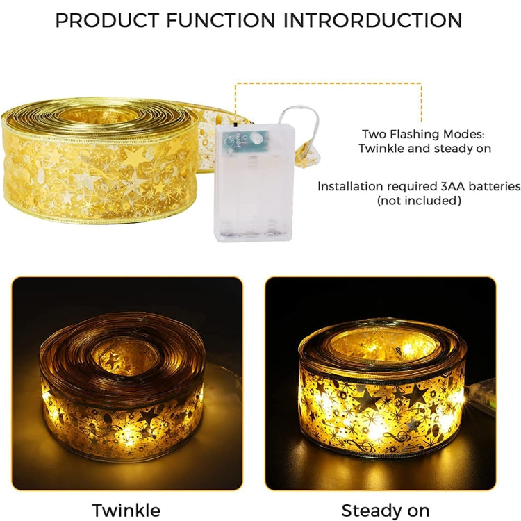5m 50LEDs LED Christmas Tree Decoration Bronzing Ribbon Lights(Gold-Colorful)