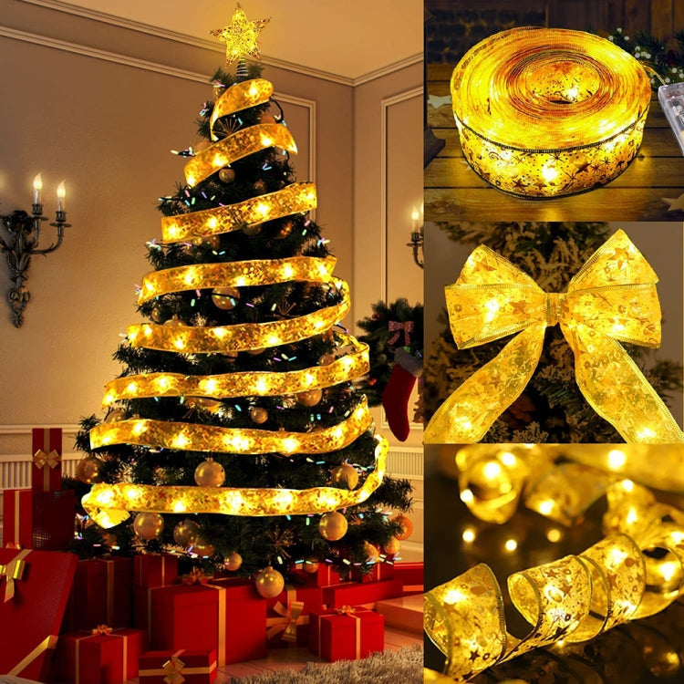 4m 40LEDs LED Christmas Tree Decoration Bronzing Ribbon Lights(Gold-Warm White)
