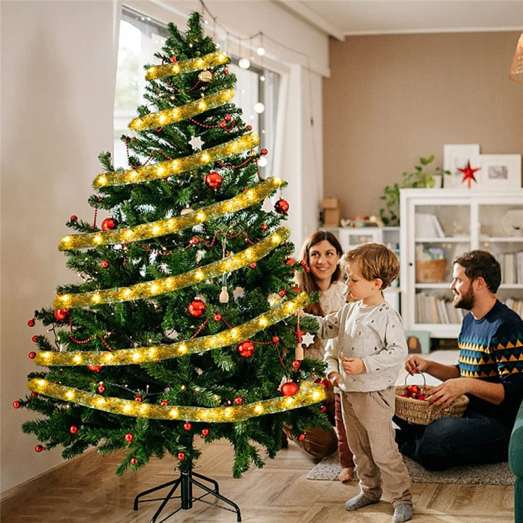 10m 100LEDs 8-function+Remote LED Christmas Tree Decoration Bronzing Ribbon Lights(Gold-Warm White)