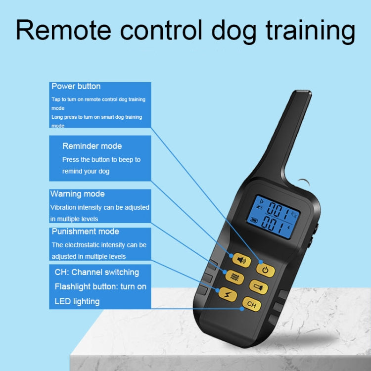 Pet Smart Electric Shock Training Waterproof Collar 1000m Remote Control Dog Training Device, Spec: Receiver + Yellow Remote