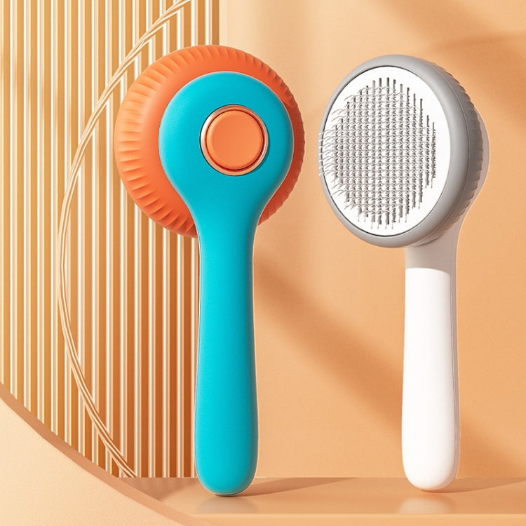 Cat Hair Removal Needle Comb Pet Cleaning Bath Comb(Blue And Orange)