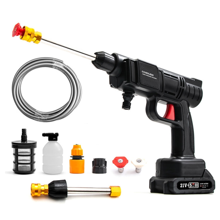 HILDA 21V High Pressure Water Torch Lithium Car Washer Plastic Package, Model: US Plug + 1 Battery