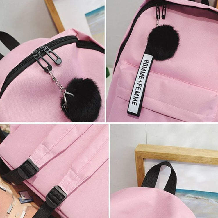 Canvas Shoulder Bag Large Capacity Student Travel Backpack(Pink)