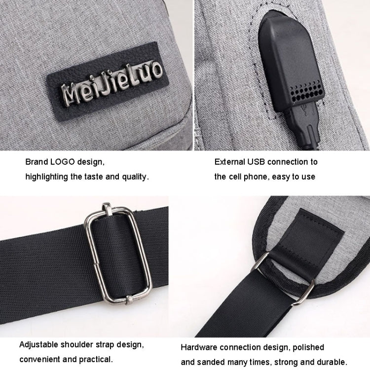 MeiJieLuo Simple Men Chest Bag Sports Youth Shoulder Crossbody Bag(Black)
