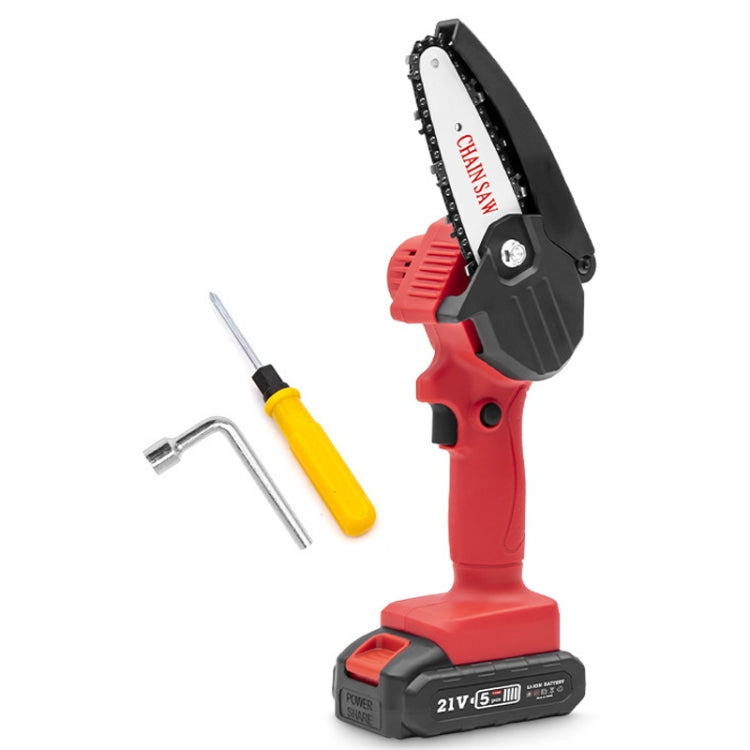 HILDA Rechargeable Cordless Mini Electrical Chain Saw Logging Tools Plastic Package, Model: US Plug With 1 Battery Red