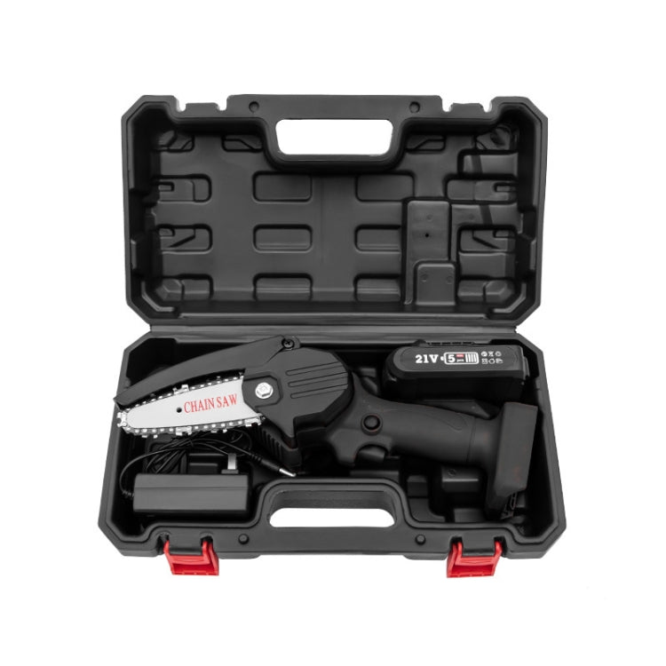 HILDA Rechargeable Cordless Mini Electrical Chain Saw Logging Tools Plastic Package, Model: US Plug With 1 Battery Black