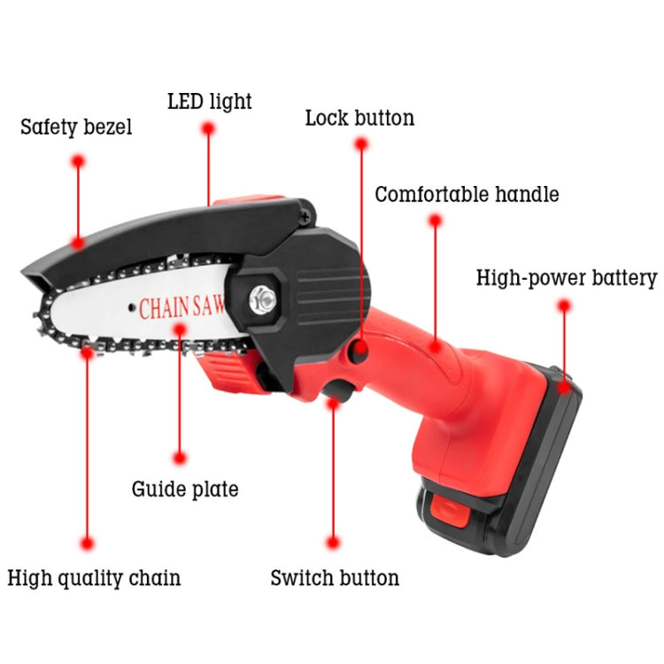 HILDA Rechargeable Cordless Mini Electrical Chain Saw Logging Tools Plastic Package, Model: US Plug With 1 Battery Red