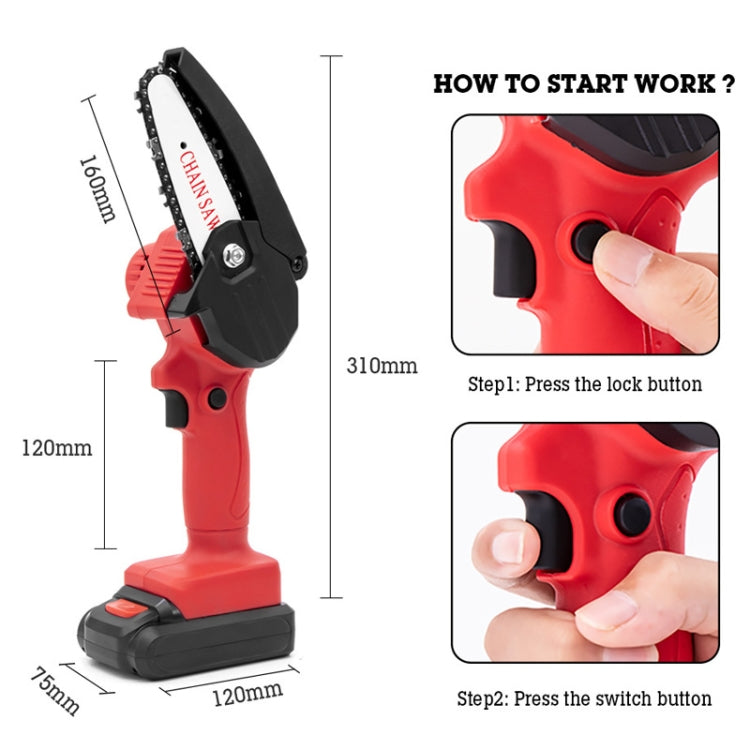HILDA Rechargeable Cordless Mini Electrical Chain Saw Logging Tools Plastic Package, Model: US Plug With 1 Battery Red