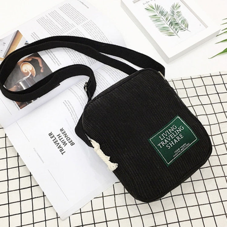Casual Crossbody Versatile Shoulder Bag Simple Striped Velvet Small Square Bag(Black)