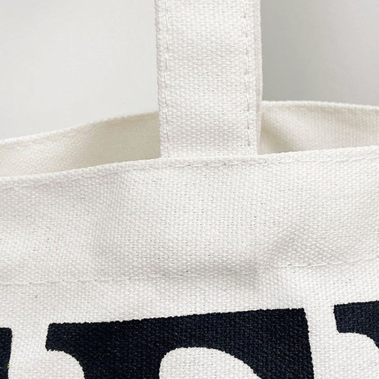 Women Printed Letter Canvas Bag Single Shoulder Tote Bag(Black)