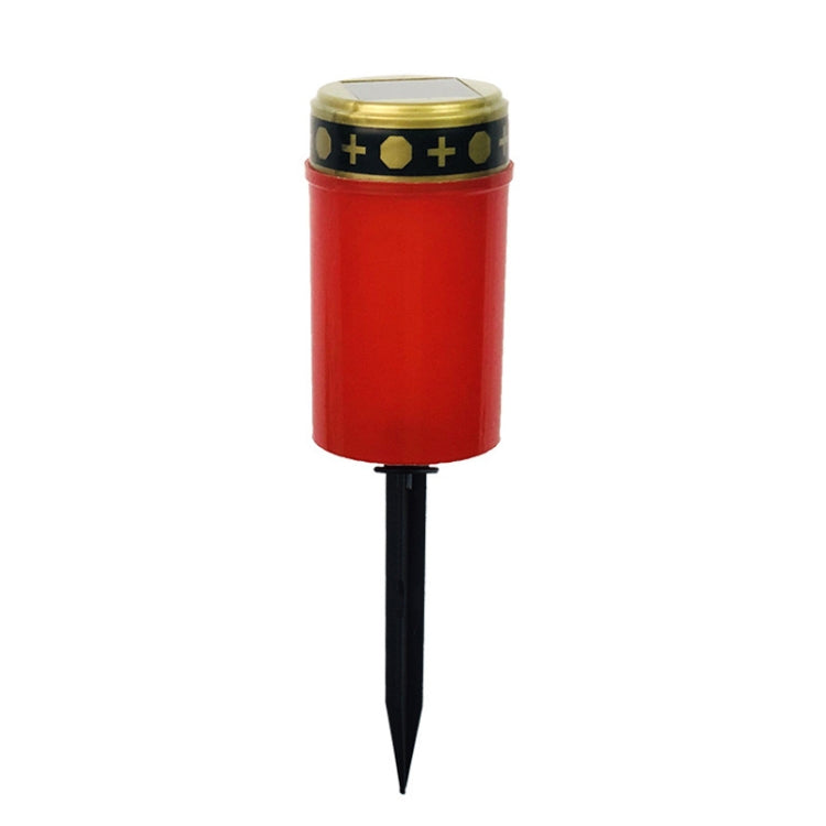 Solar Induction Graves Light Outdoor Waterproof LED Candle Light, Spec: With Ground Nails Red