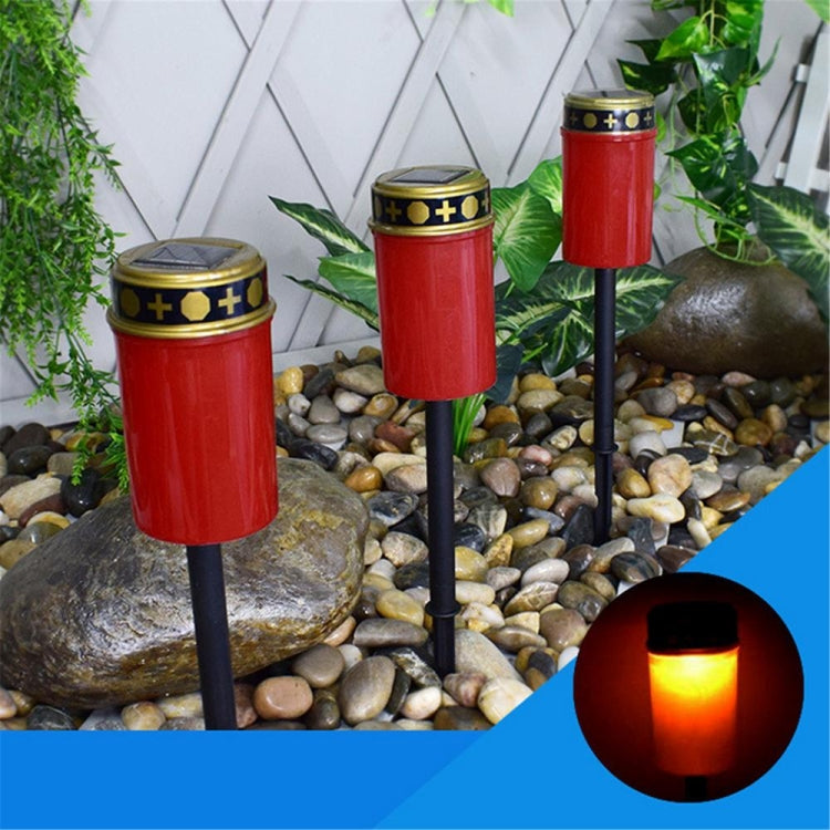 Solar Induction Graves Light Outdoor Waterproof LED Candle Light, Spec: With Ground Nails White