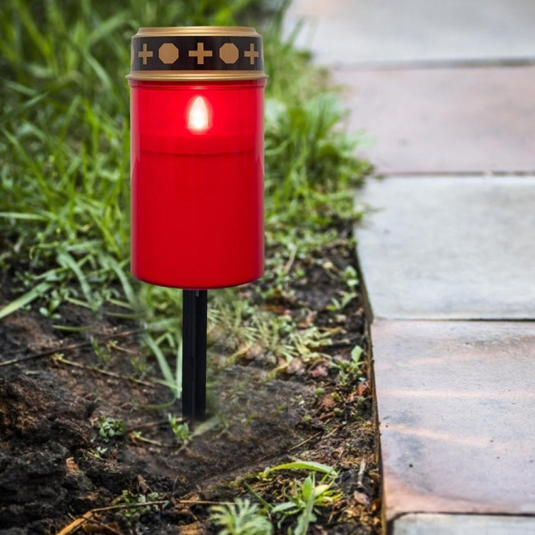 Solar Induction Graves Light Outdoor Waterproof LED Candle Light, Spec: With Ground Nails Red
