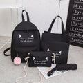 4pcs /Set Student Schoolbag Casual Outdoor Traveling Shoulder Bag(Black)