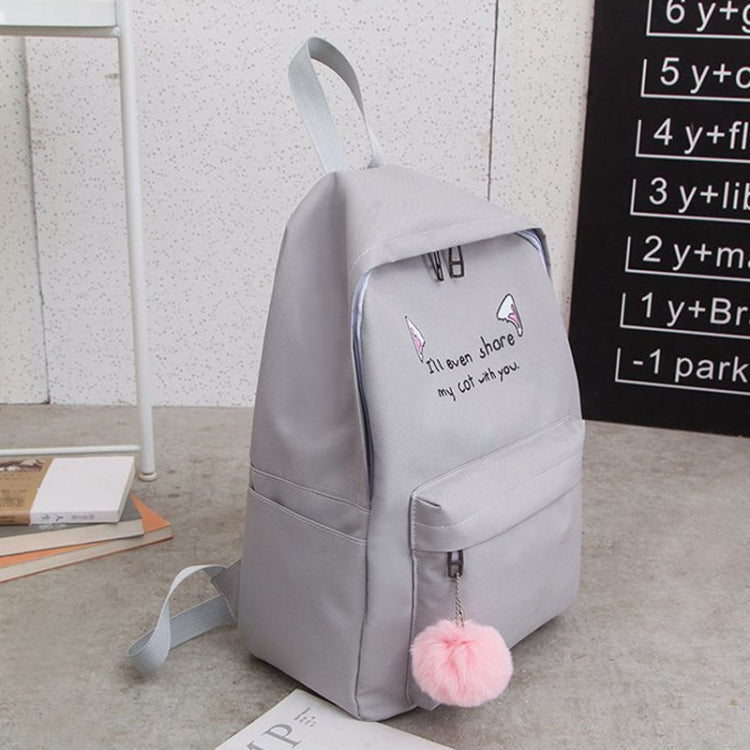 4pcs /Set Student Schoolbag Casual Outdoor Traveling Shoulder Bag(Light Grey)